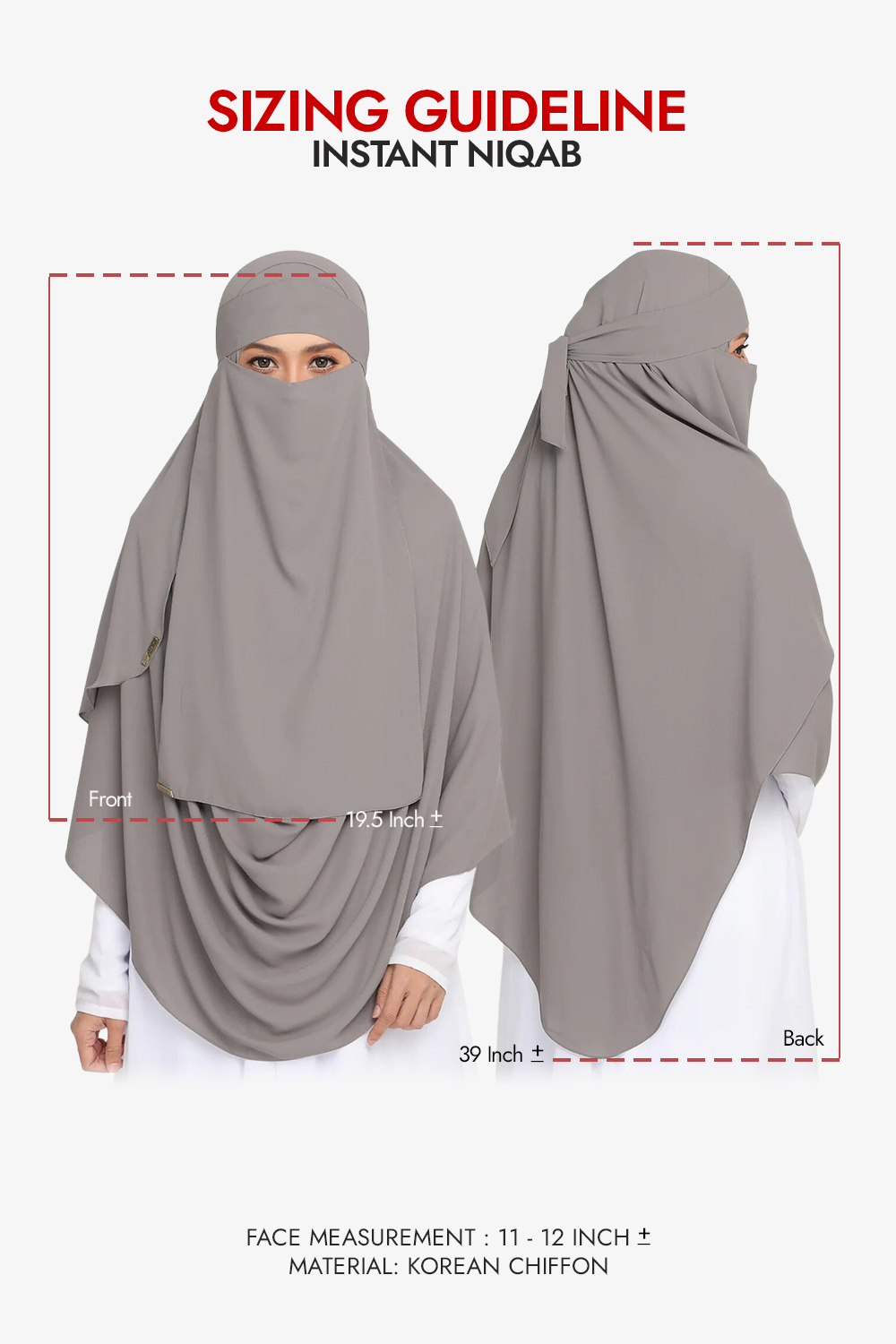 As-Is Niqab Soft Silver