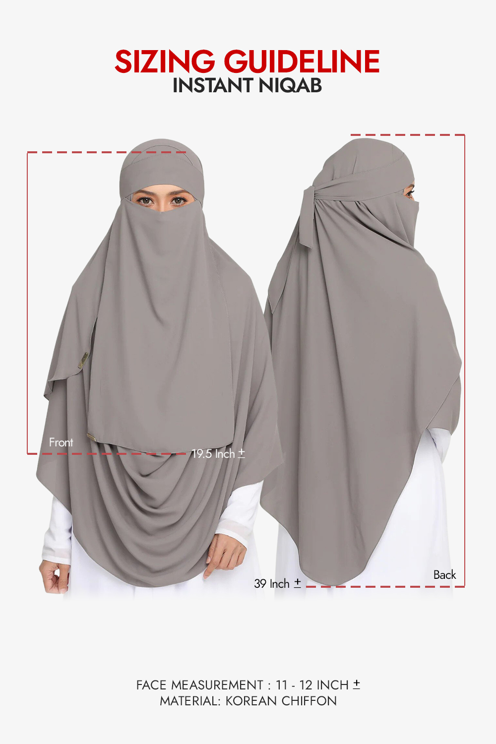 Niqab Gautlet Grey