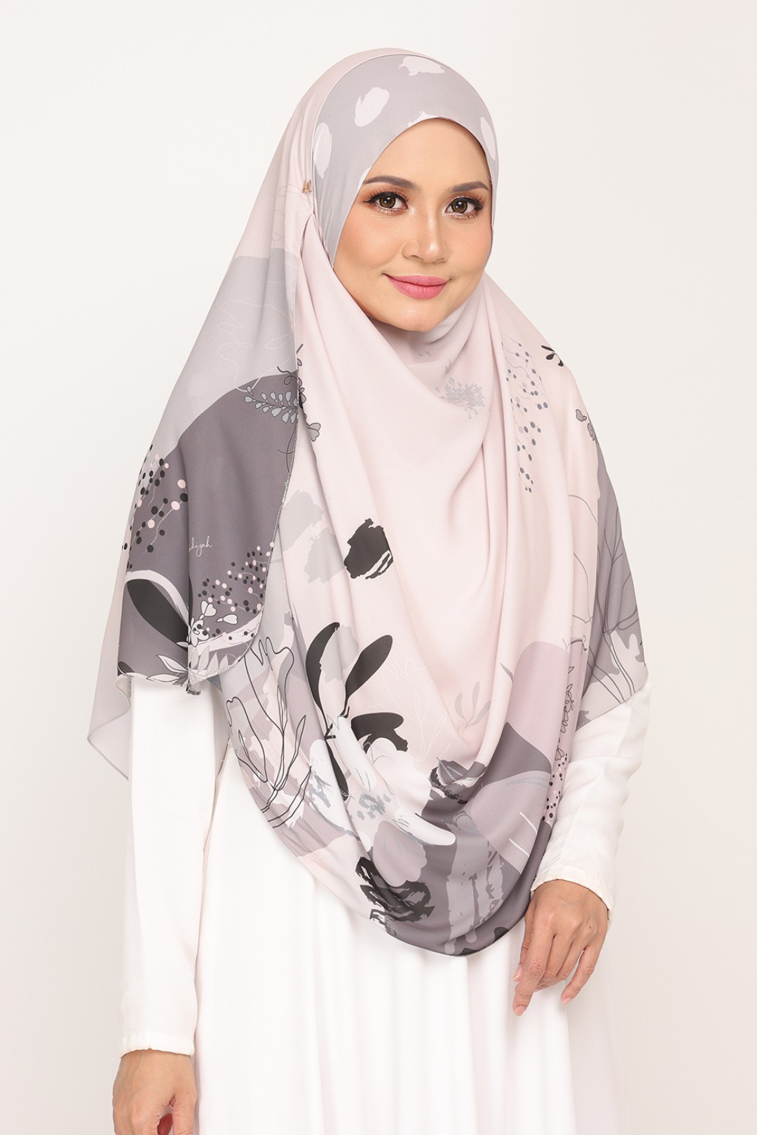 [AS-IS]-Long Shawl Printed Kiara Khaki Ash