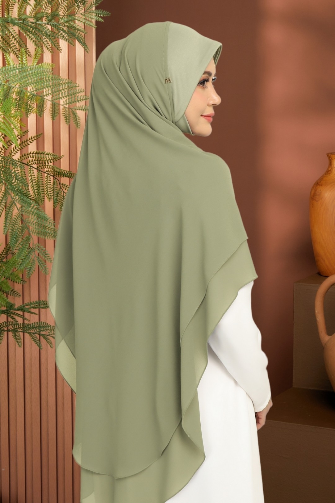 Khimar 2-Layer Moss Green
