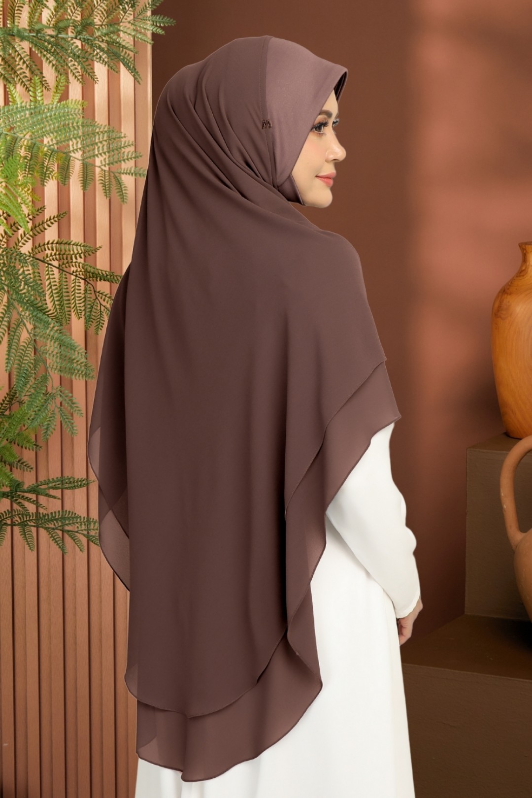 Khimar 2-Layer Dark Brown