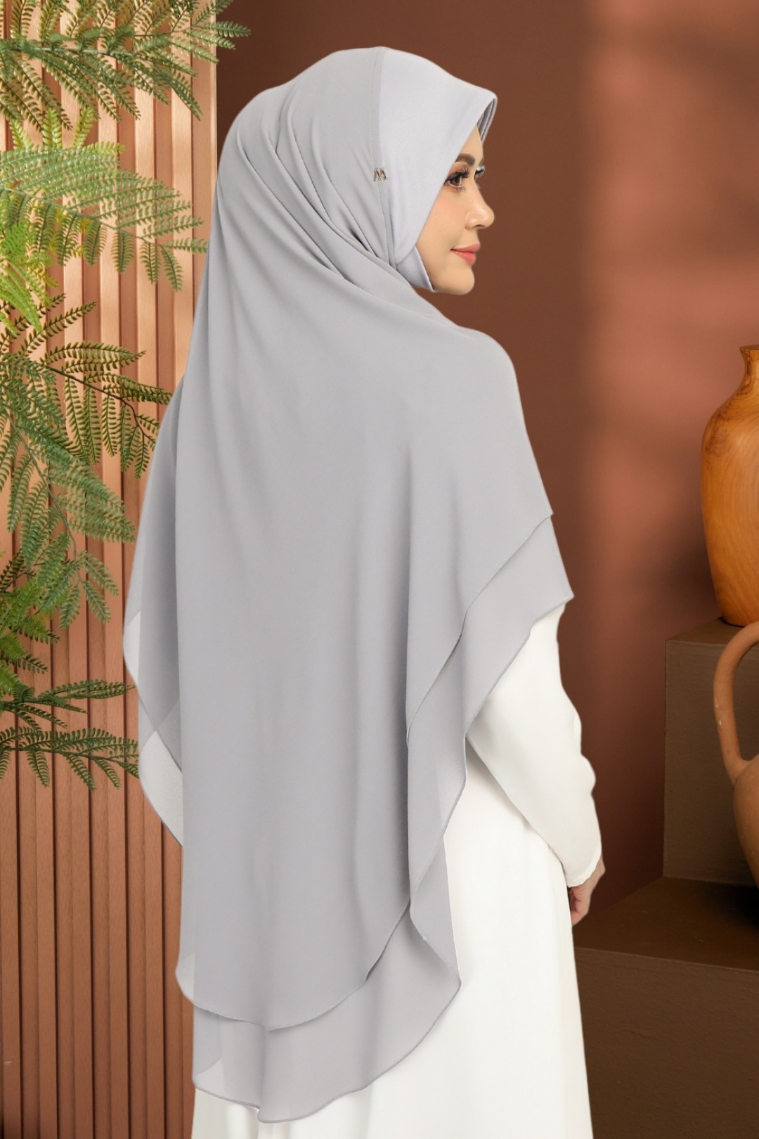 Khimar 2-Layer Dust Silver