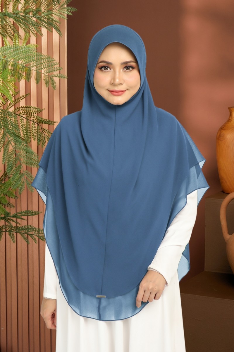 Khimar 2-Layer Teal Blue