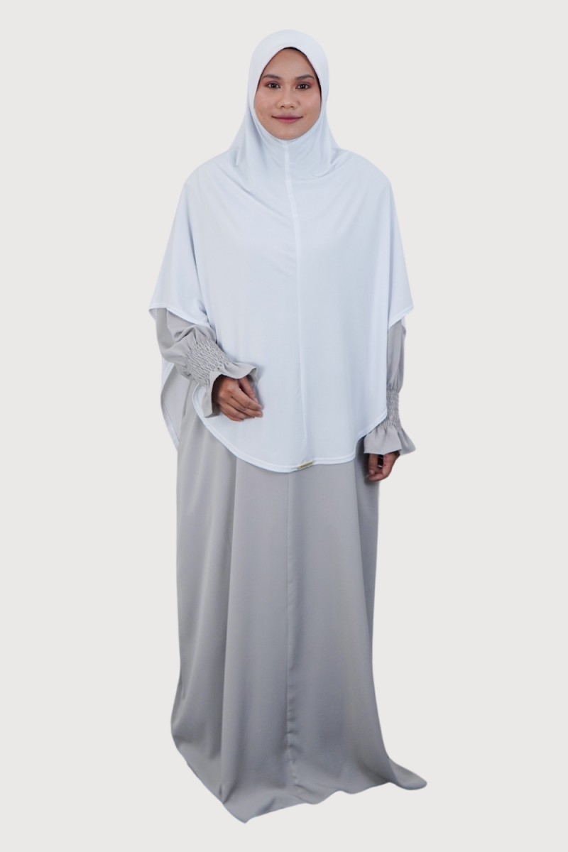 Jubah Rajwa Flash Grey X Hajira Platinum White