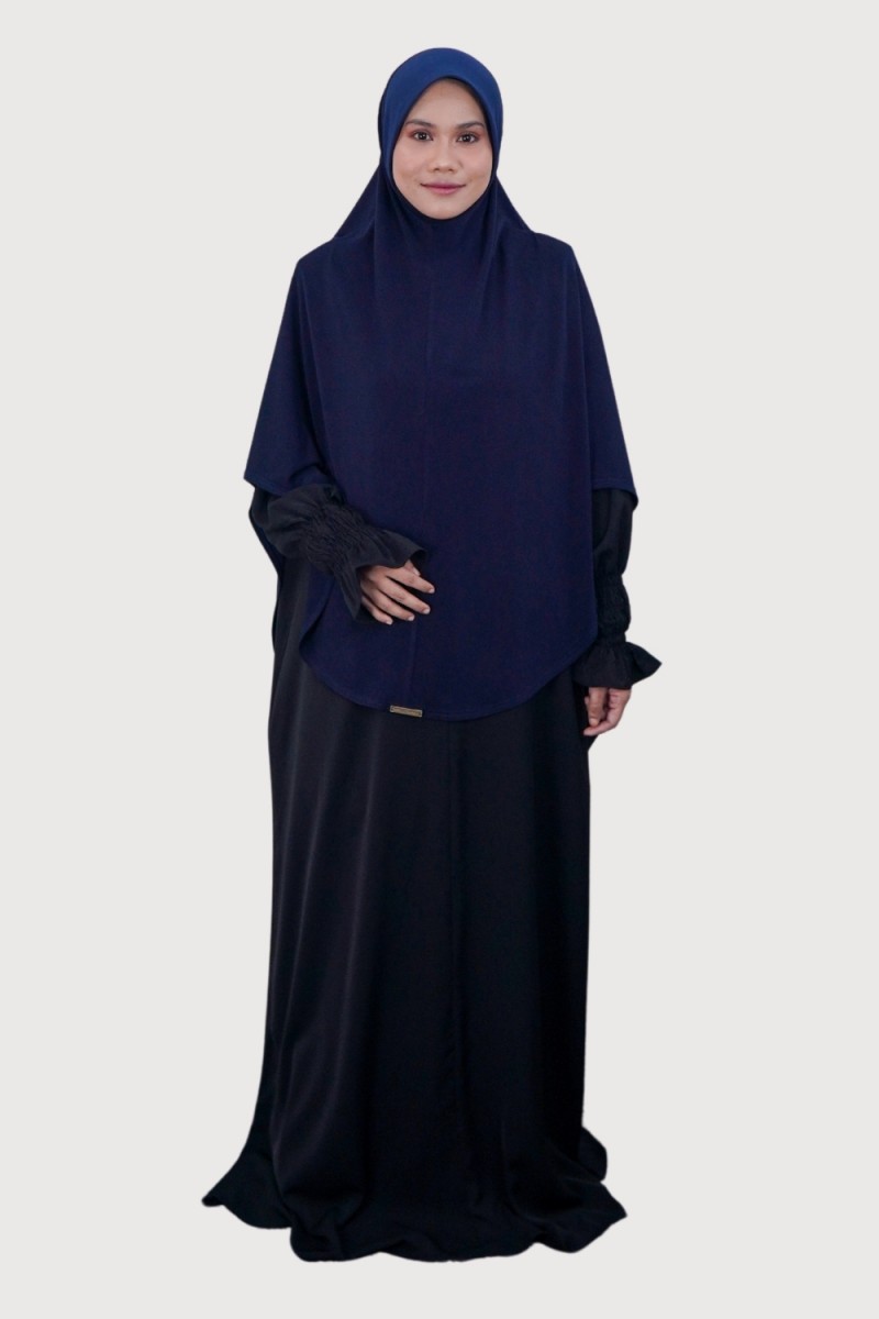 Jubah Rajwa Luxe Black X Qalansiyyah Blue Hole