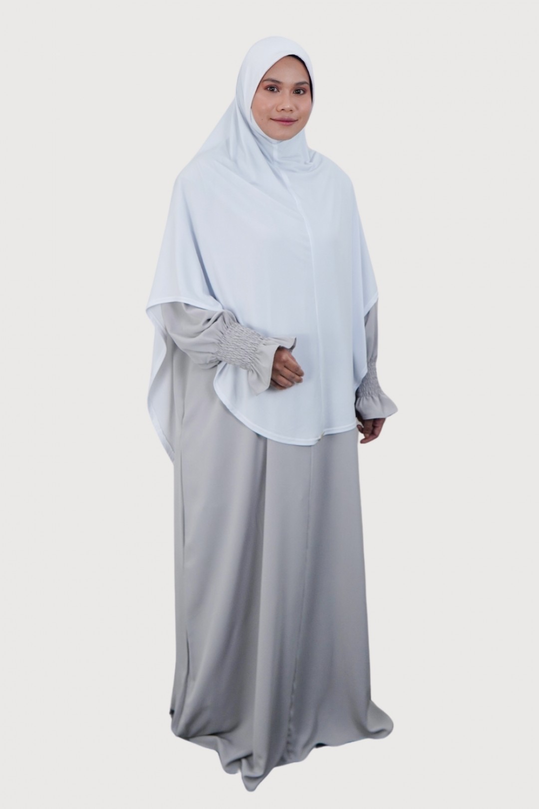 Jubah Rajwa Flash Grey X Hajira Platinum White