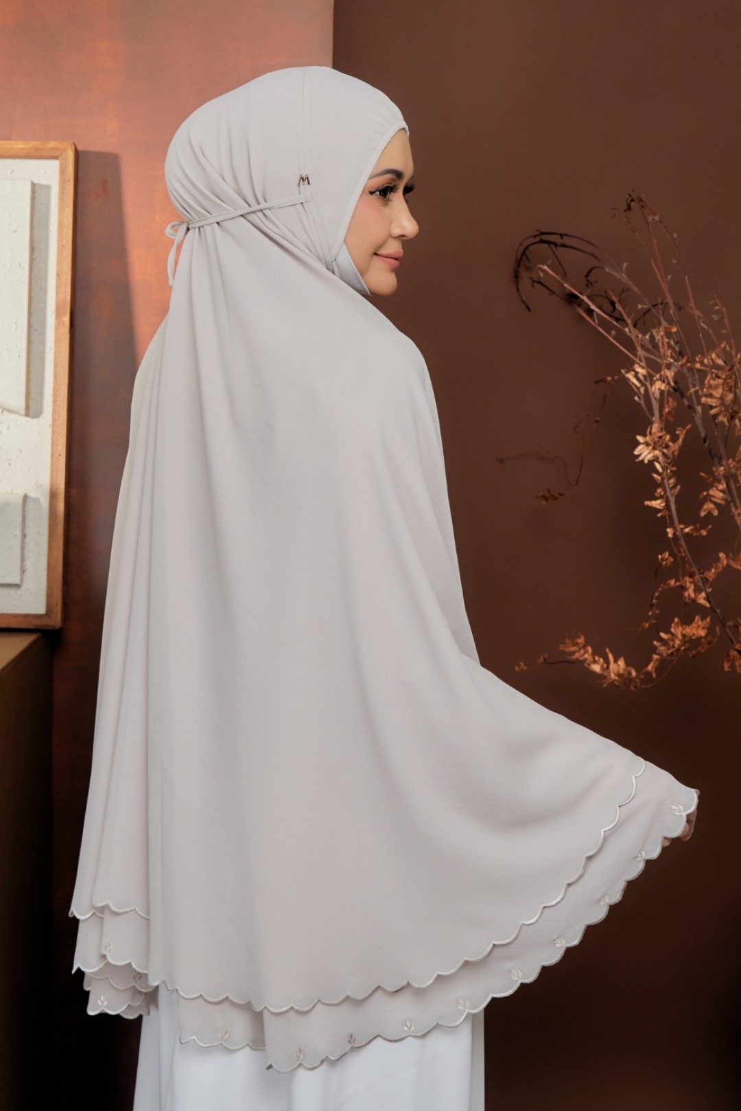 Mini Telekung Fatimah Pale Grey