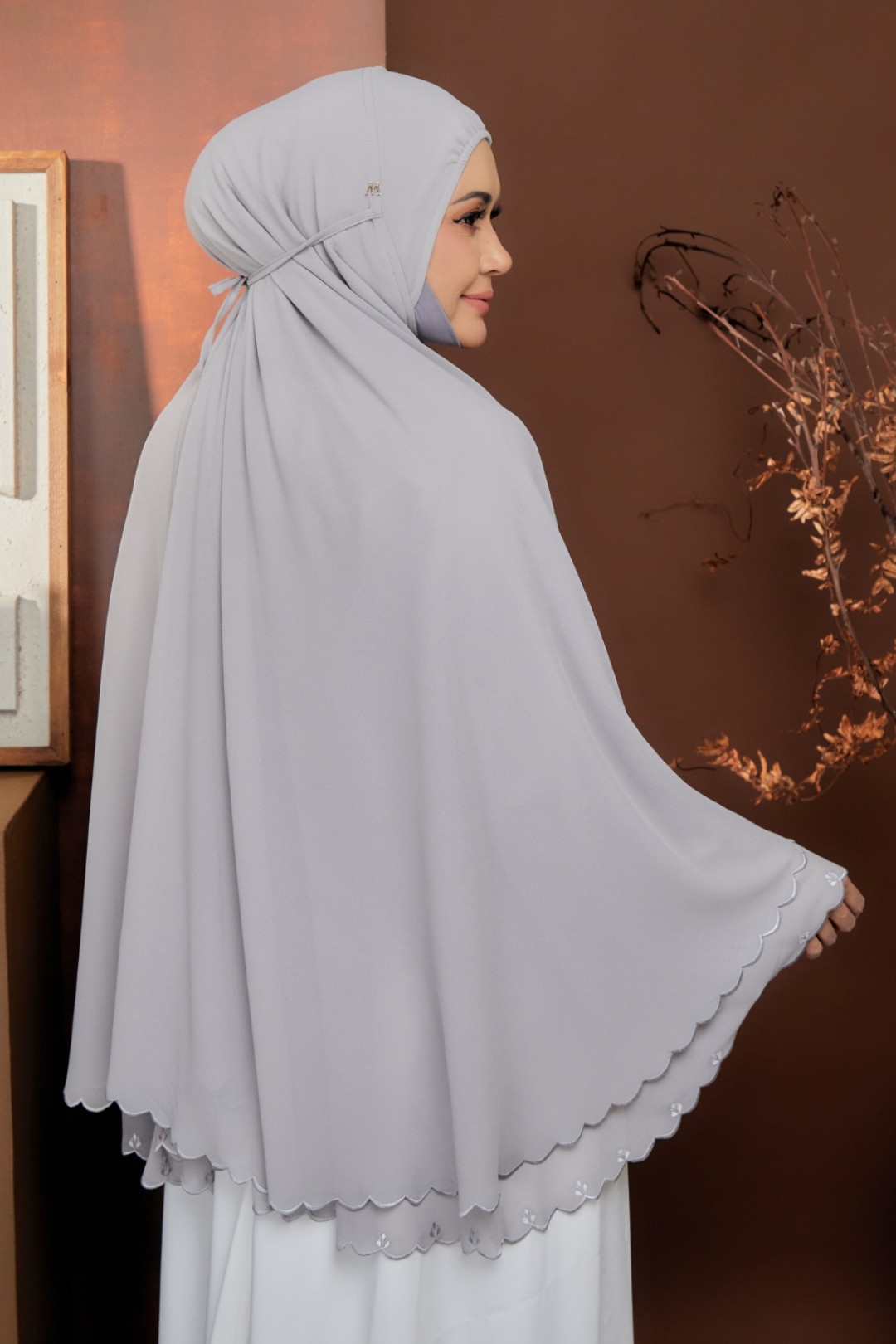 Mini Telekung Fatimah Flash Gray