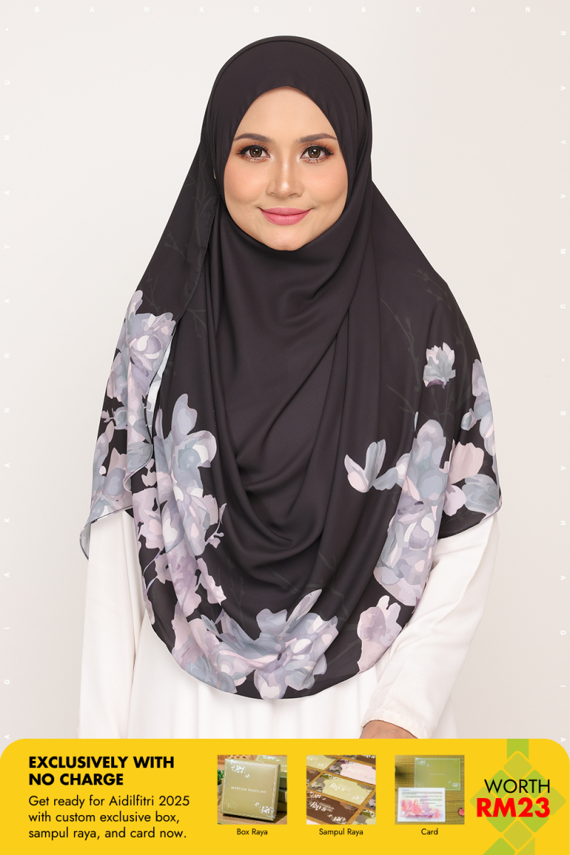 Long Shawl Printed Karya Dull Black