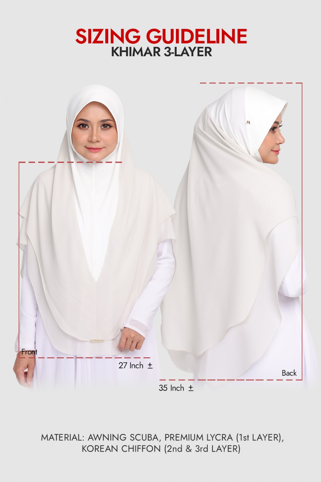 Khimar 3 Layer Eggshell White