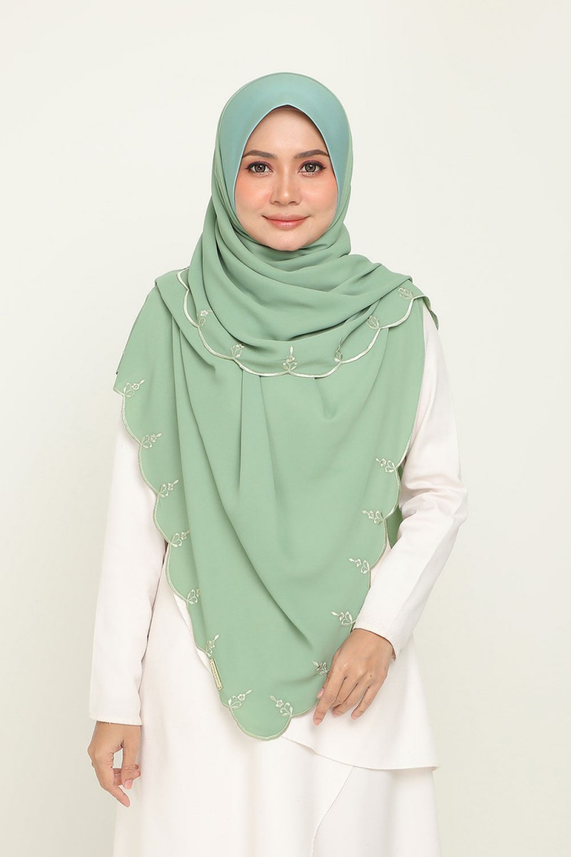 As-is Instant Bawal Sulam Light Green