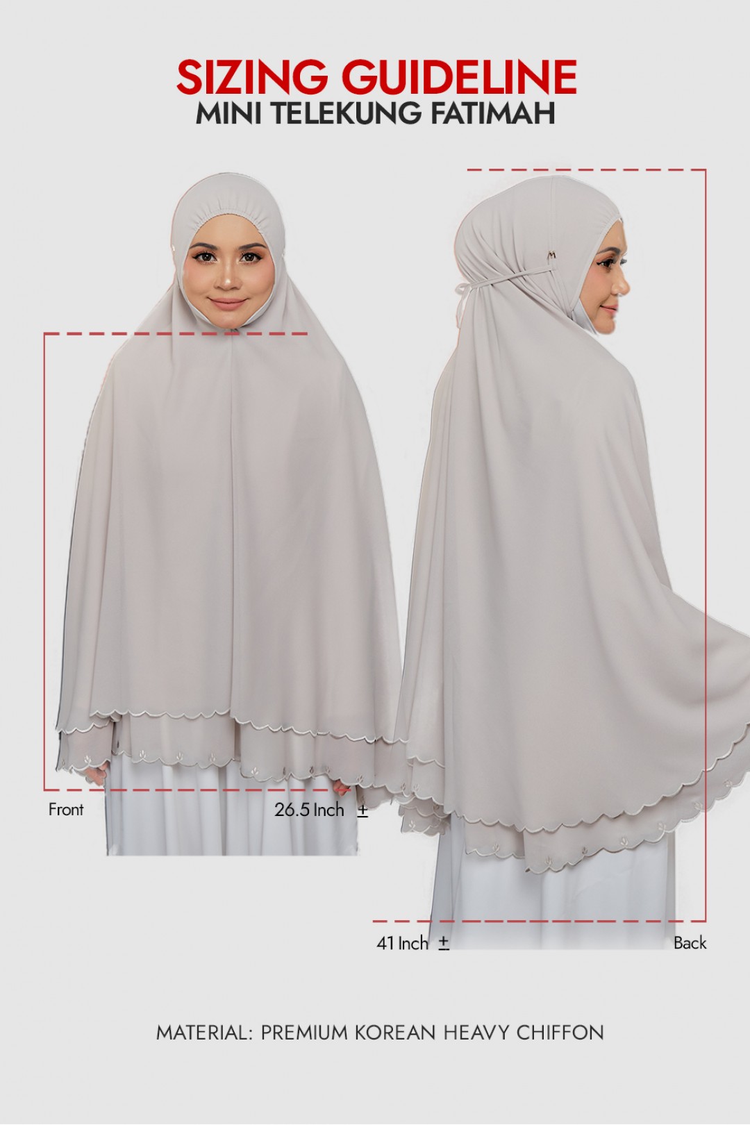 Mini Telekung Fatimah Coral White