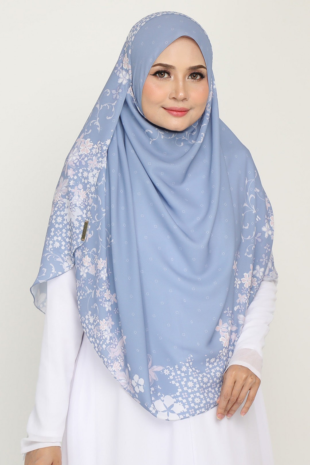 [As-Is]- Long Shawl Khamsiyyah Splash Blue