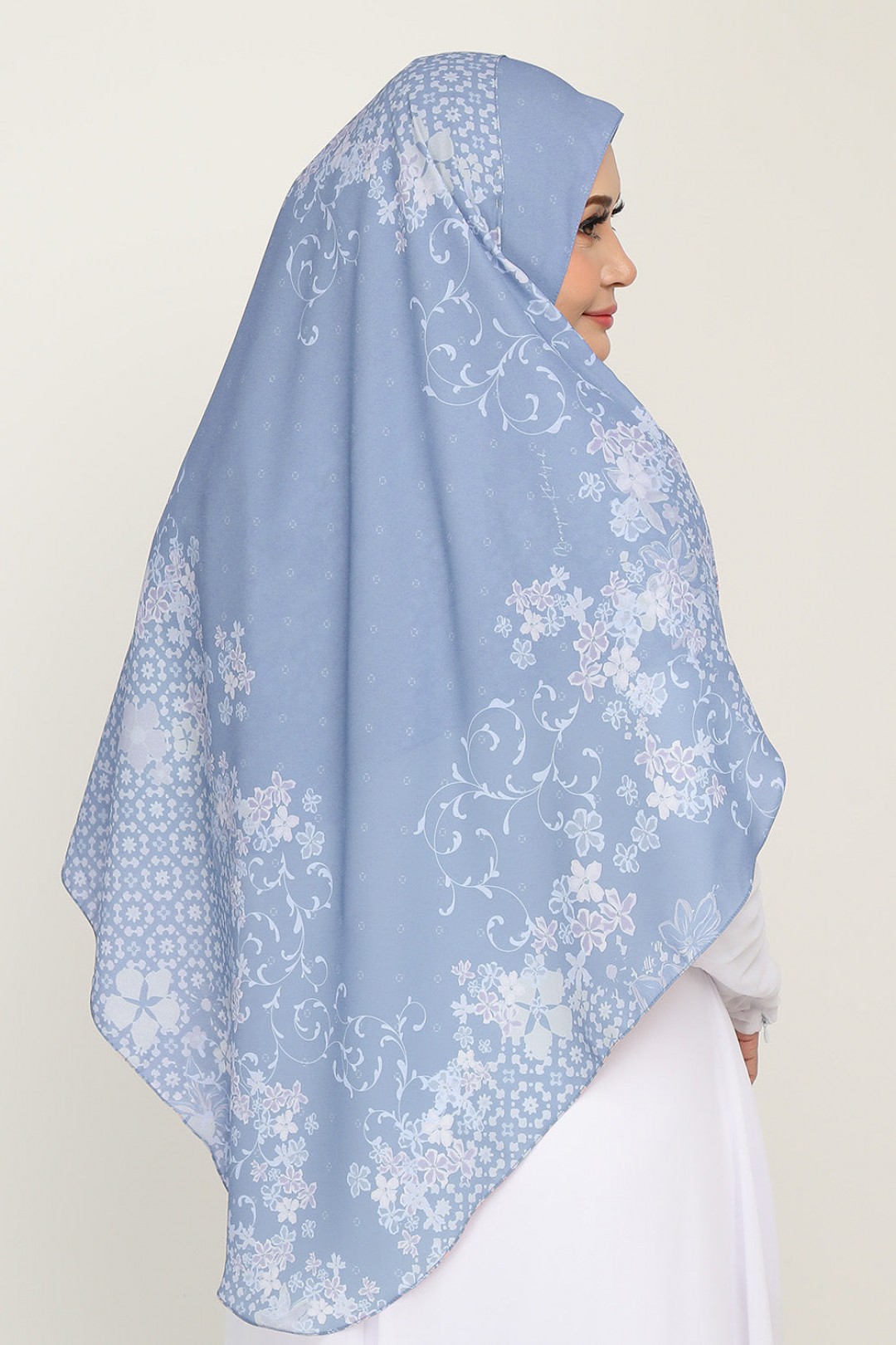 [As-Is]- Long Shawl Khamsiyyah Splash Blue