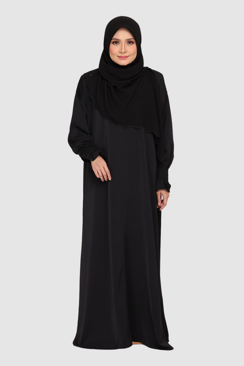 Jubah Rajwa Luxe Black X Hajira Penn Blue