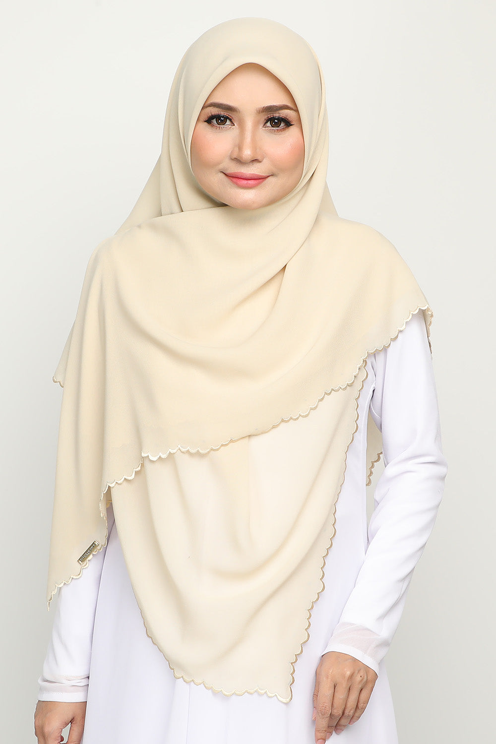 Bawal Sulam Peach Beige