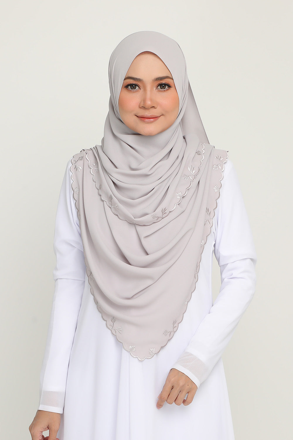 Shawl Sulam Silver Flint